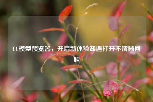 CC模型预览器,开启新体验却遇打开不清晰问题