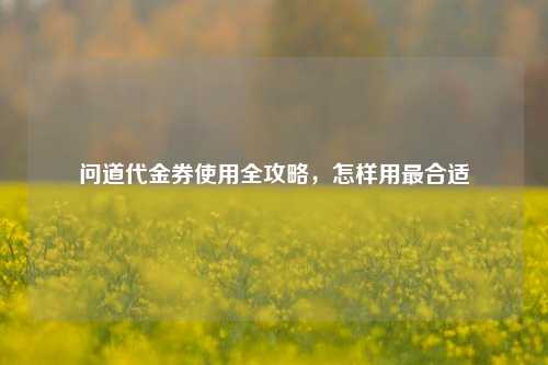 问道代金券使用全攻略，怎样用最合适