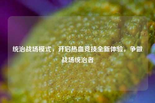 统治战场模式，开启热血竞技全新体验，争做战场统治者
