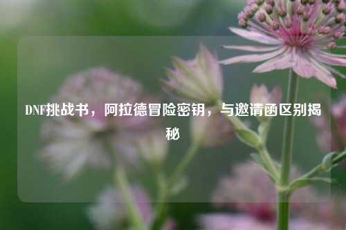 DNF挑战书，阿拉德冒险密钥，与邀请函区别揭秘