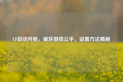 CF自动开枪,破坏游戏公平,设置 揭秘